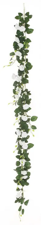 6ft | 20 White Artificial Silk Roses Flower Garland