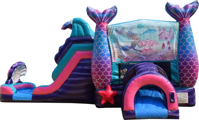 Mermaid Wet/Dry Combo Dual Lane Water Slide & Bounce House