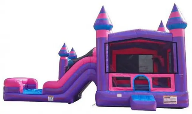 Purple Rain Bounce House With Double Slide Combo